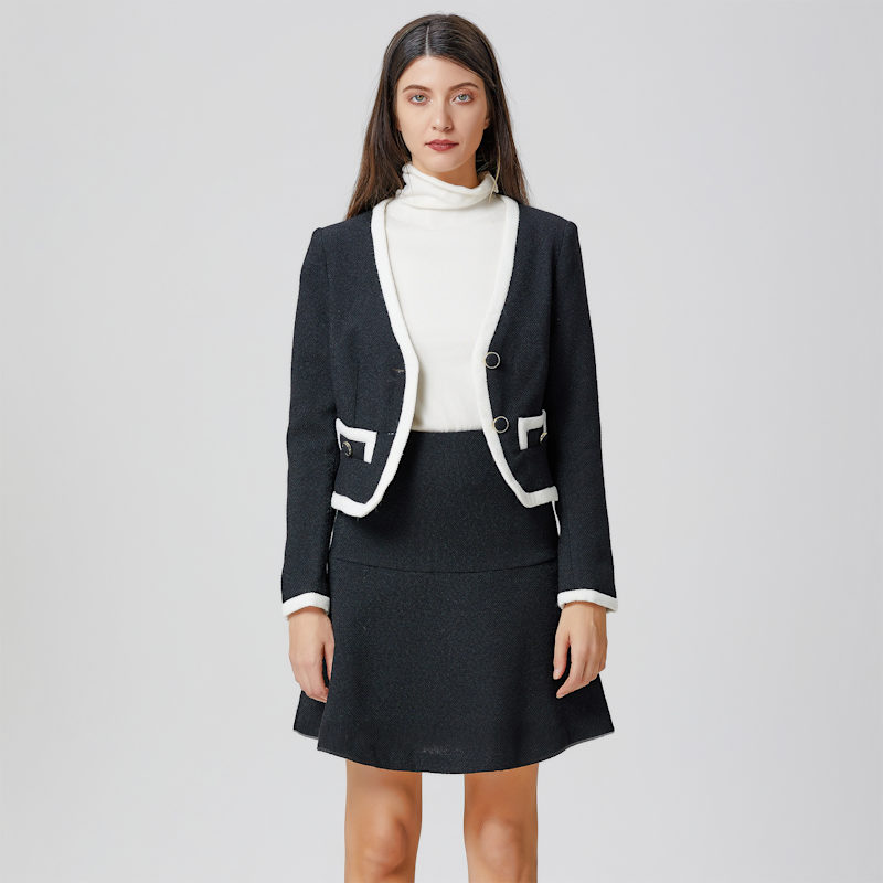 Thumbnail of Contrasting Bias Short Jacket - Black image