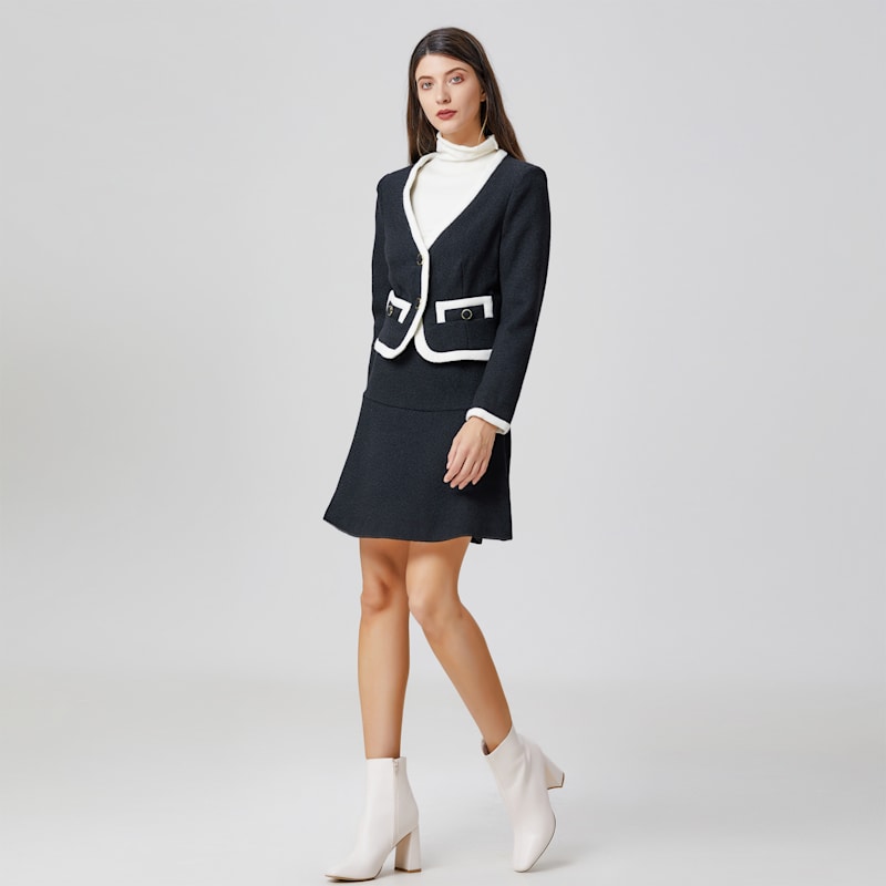 Thumbnail of Contrasting Bias Short Jacket - Black image