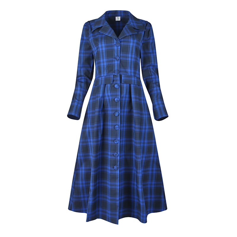 Cora Blue Tartan Rain Coat – Royal & Dark Blue | NUMBAT | Wolf & Badger