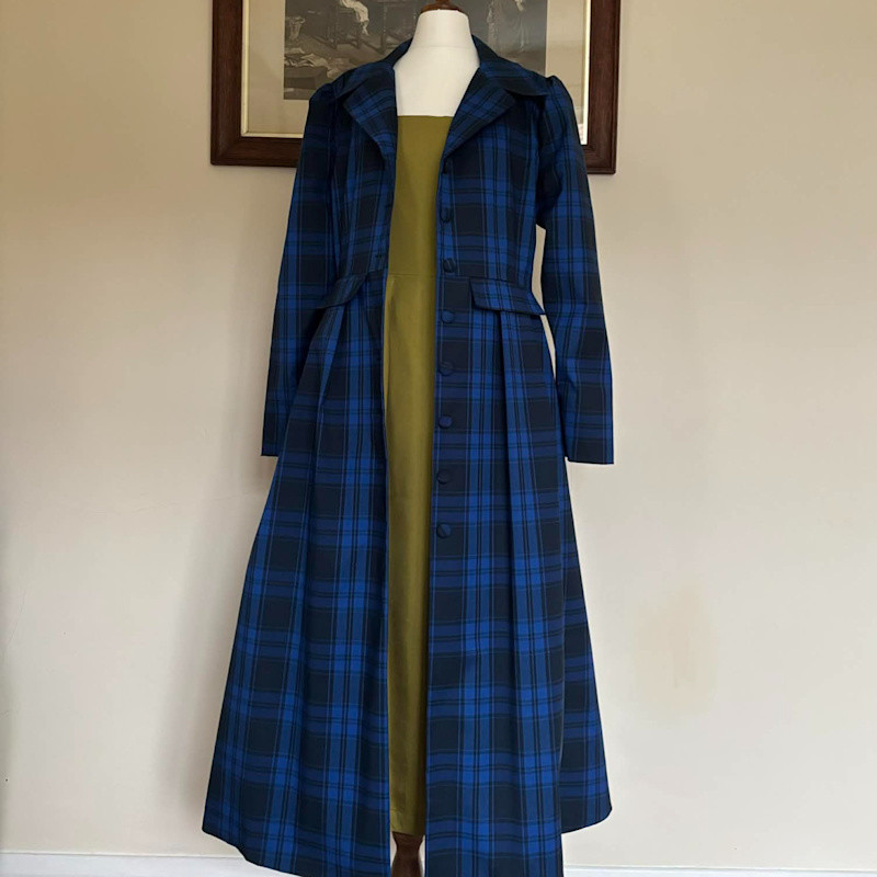KIDILL Trench Coat Navy×Blue Tartan コート Wool Blend Coat