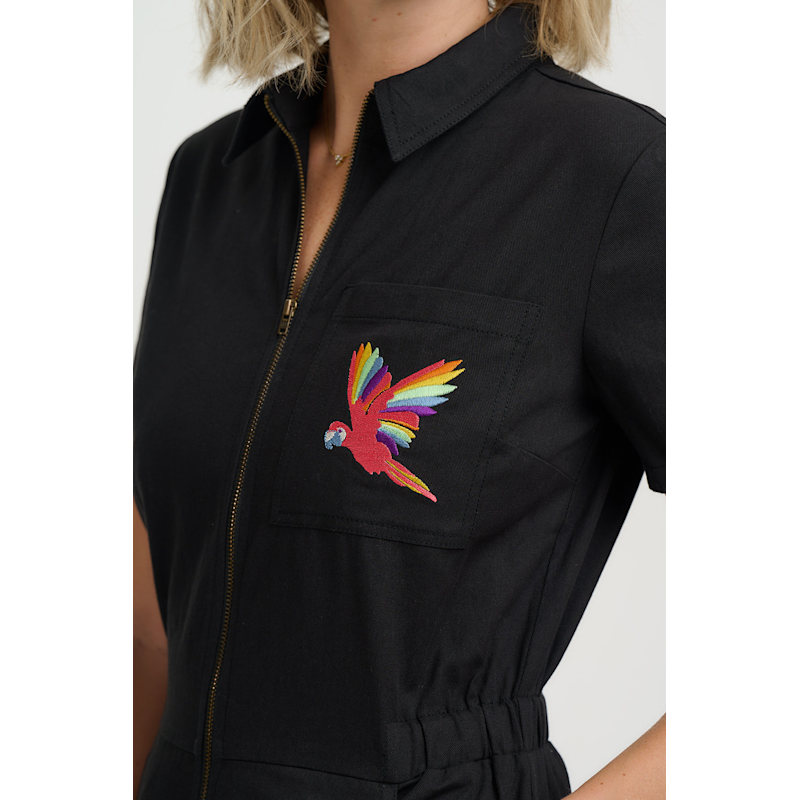 Thumbnail of Cora Cropped Jumpsuit Black Rainbow Parrot image