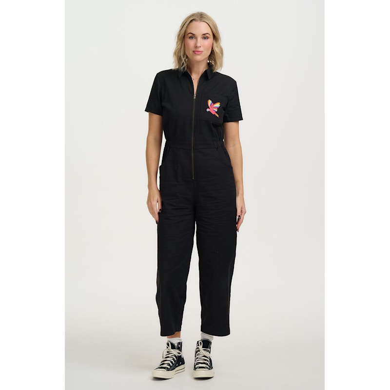 Thumbnail of Cora Cropped Jumpsuit Black Rainbow Parrot image