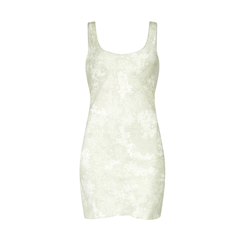 Women's Neutrals Silk Coral Scoop Neck Mini Dress | Medium | Lily Rou