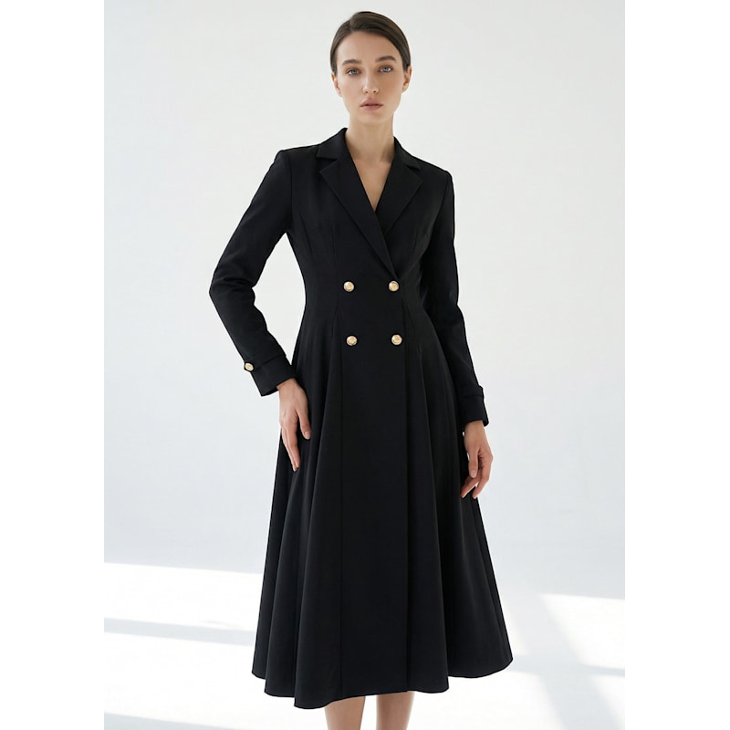 Thumbnail of Coralie Dress Wrap Neck Midi Blazer Dress Black image