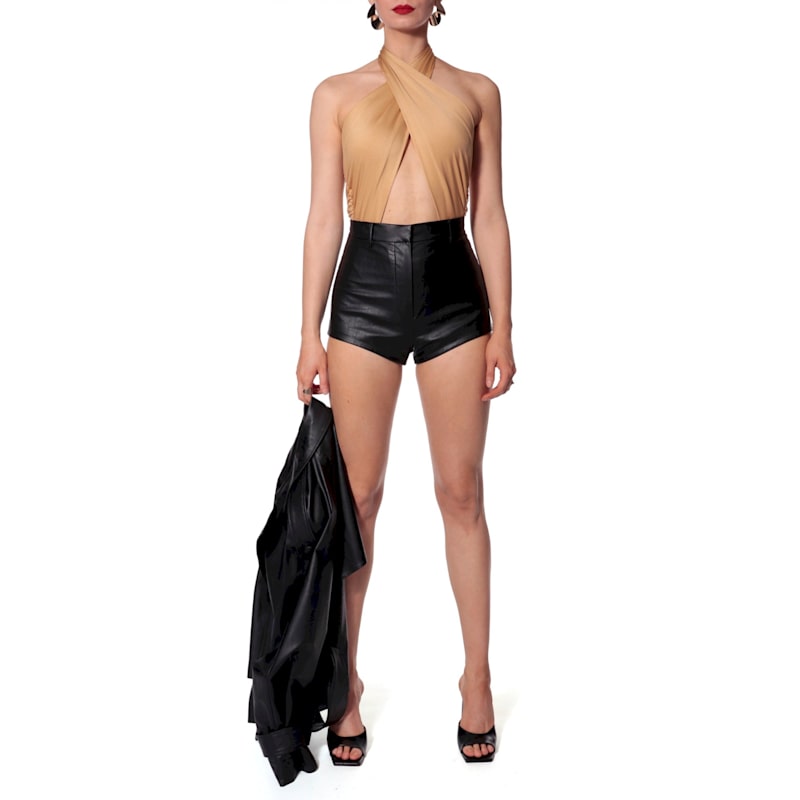 Thumbnail of Cori Black Vegan Leather Shorts image
