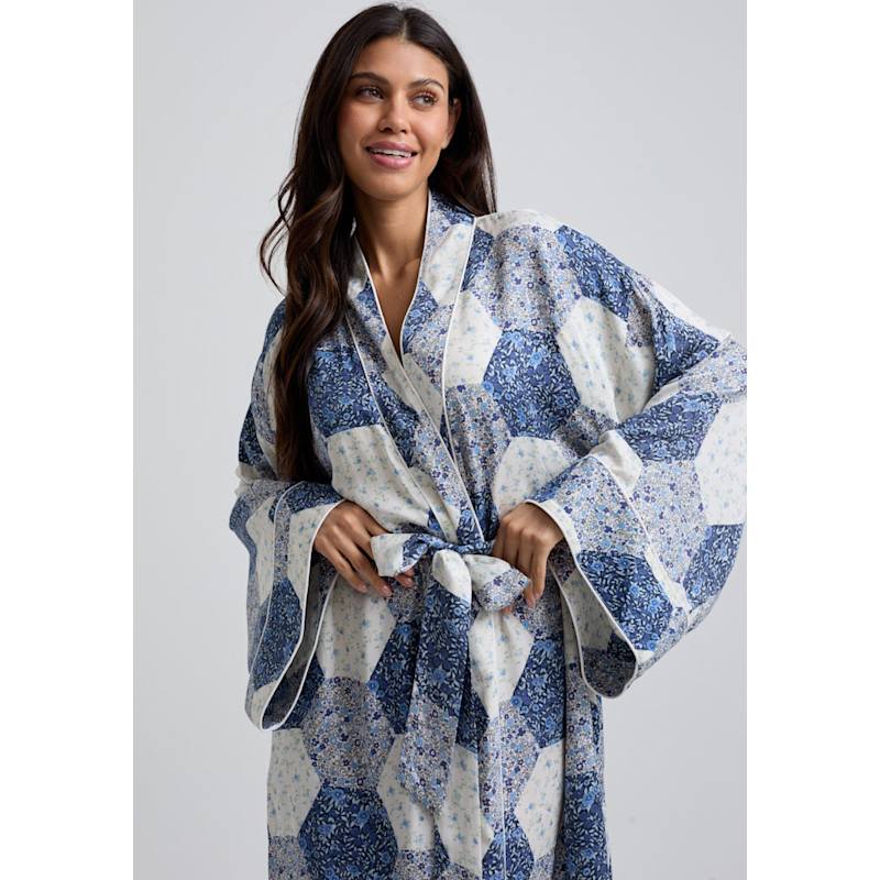 Thumbnail of Corina Aster Patchwork Robe In Blue image