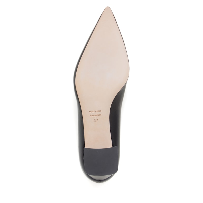 Thumbnail of Corina Comfortable Black Leather Low Heel Pump Work Or Valentine Evening image