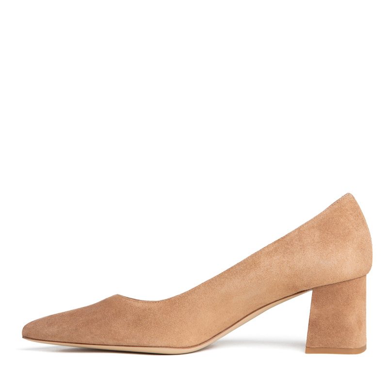 Thumbnail of Corina Camel Suede Block Low  Heel Pump For Evening Or Work image