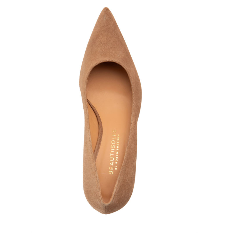 Thumbnail of Corina Camel Suede Block Low  Heel Pump For Evening Or Work image