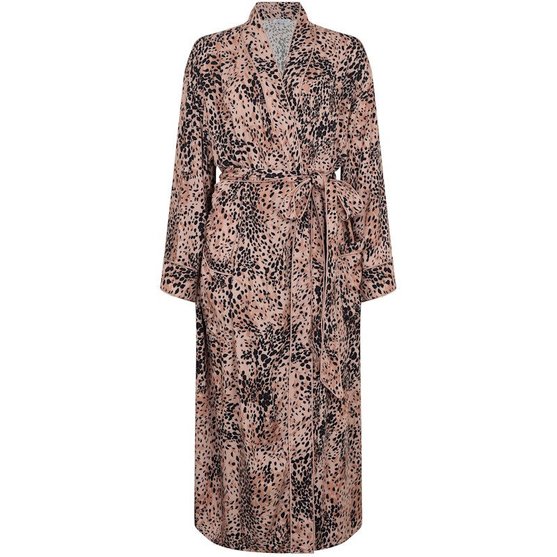 Thumbnail of Corina Kimono Style Animal Print Robe In Brown image