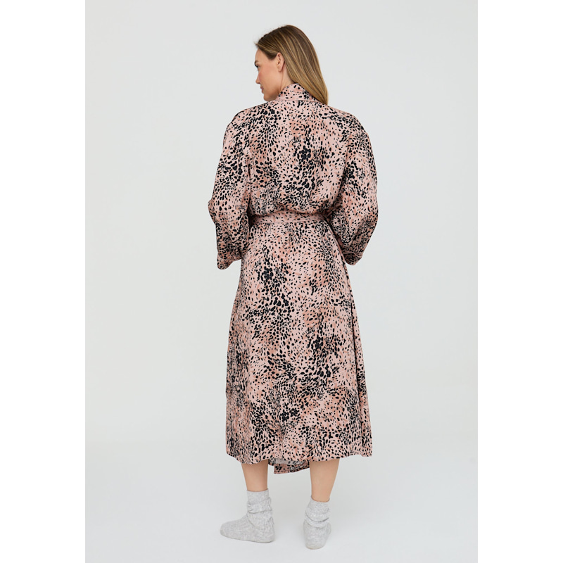Thumbnail of Corina Kimono Style Animal Print Robe In Brown image