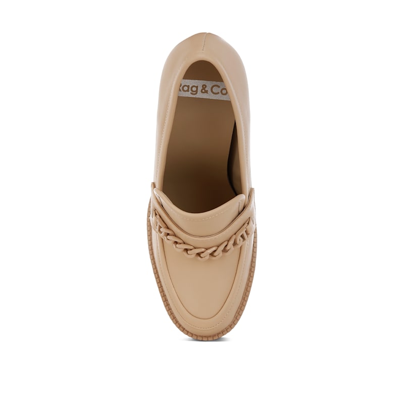 Thumbnail of Corinne Beige Chain Embellished Chunky Loafers image