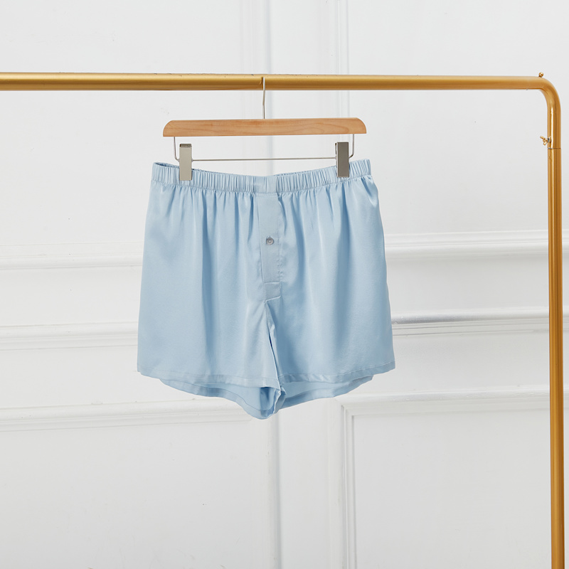 Thumbnail of Cornflower Blue Pure Mulberry Silk Men's Boxers | Mid Rise With Button Closure | Soar Collection image