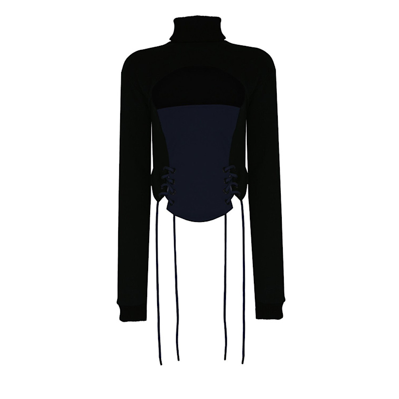 Thumbnail of Corset Detail Navy Blue Sweatshirt image