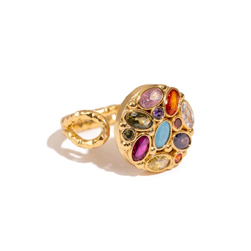 Thumbnail of Cosmic Energy Multi Gemstone Adjustable Ring - Multicolour image