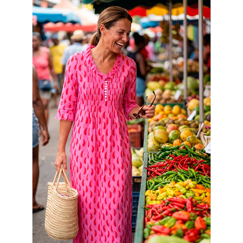 Thumbnail of Cotton Annabel Maxi Dress In Pink  Chilli image
