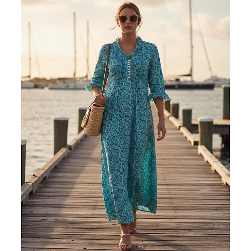 Thumbnail of Cotton Annabel Maxi Dress In Seagreen image