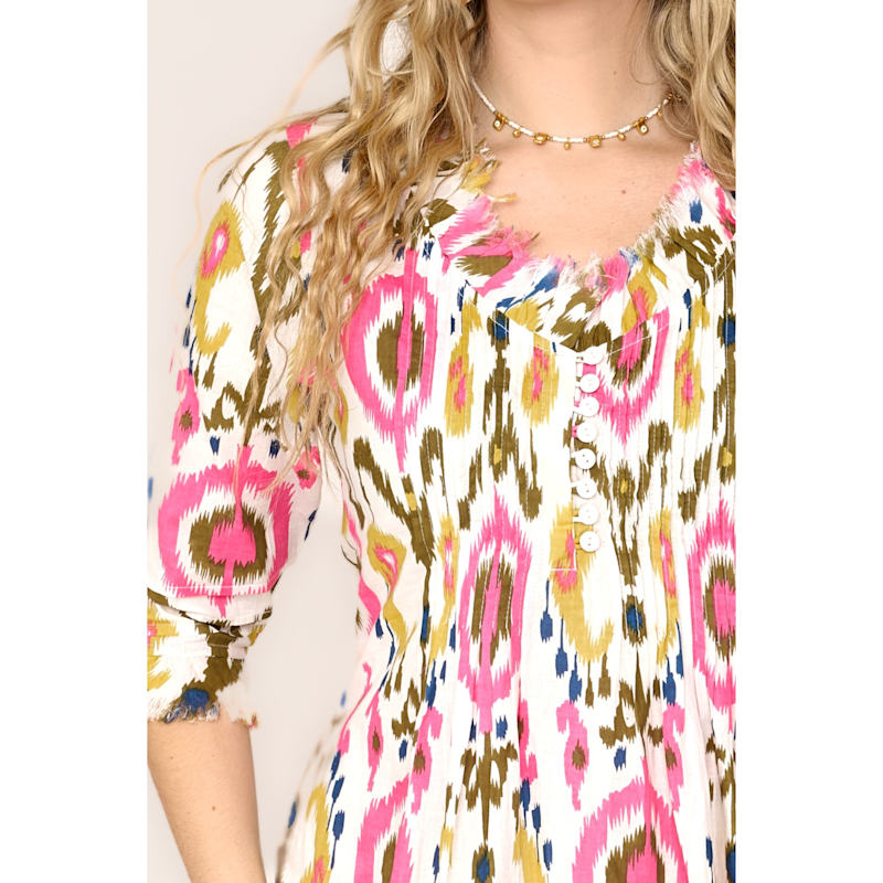Thumbnail of Cotton Annabel Maxi Dress In White Multi Ikat image