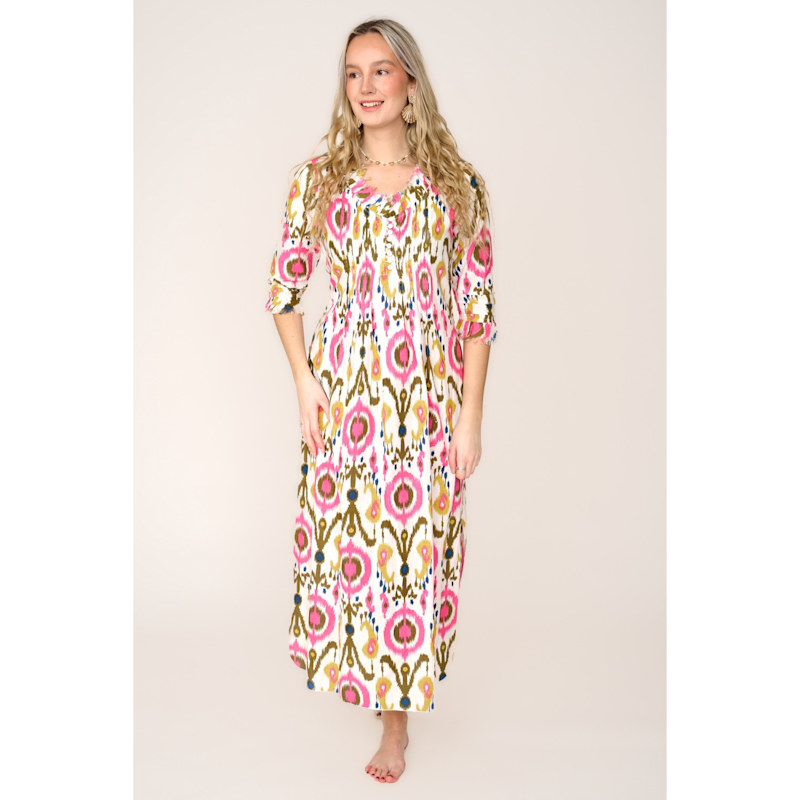 Thumbnail of Cotton Annabel Maxi Dress In White Multi Ikat image