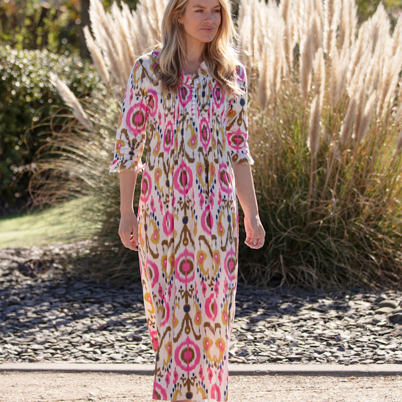 Thumbnail of Cotton Annabel Maxi Dress In White Multi Ikat image