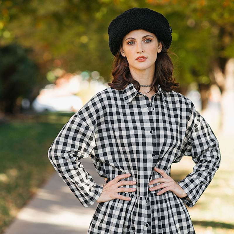 シェリエ　flocky check long shirt dress シェリエ flocky check long shirt dress