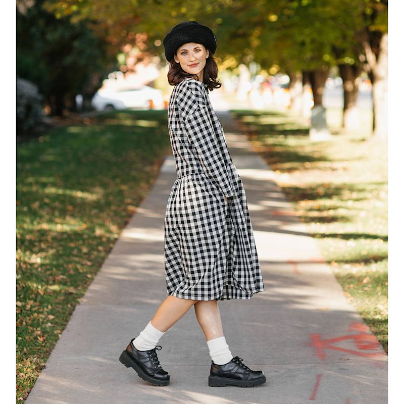 Cotton Linen Gingham Shirt Dress Black & Natural | Zenzee | Wolf