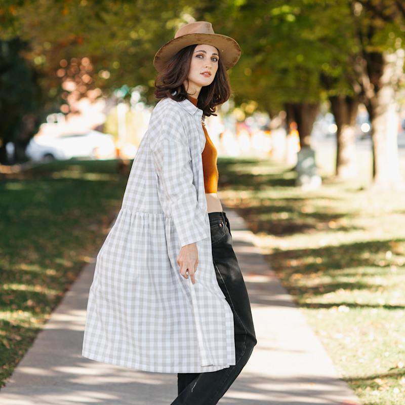 Cotton Linen Gingham Shirt Dress Natural & White | Zenzee | Wolf