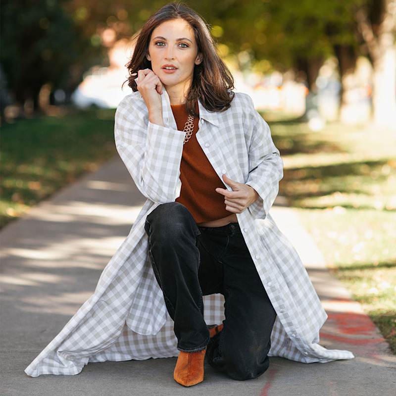 Cotton Linen Gingham Shirt Dress Natural & White | Zenzee | Wolf