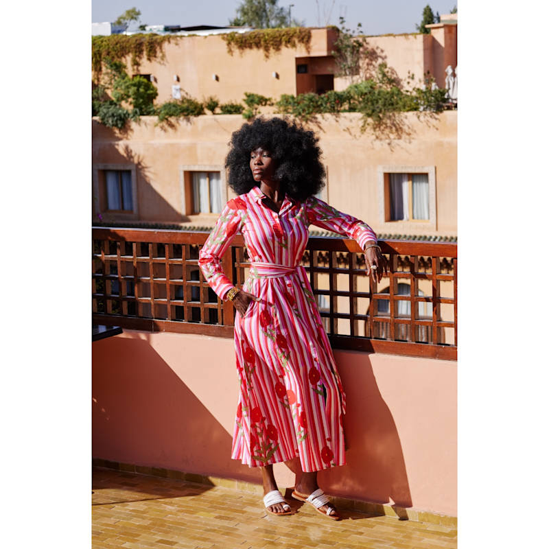 Cotton Marigold Dress In Pink & Red | At Last | Wolf & Badger
