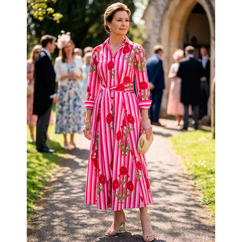 Cotton Marigold Dress In Pink & Red | At Last | Wolf & Badger