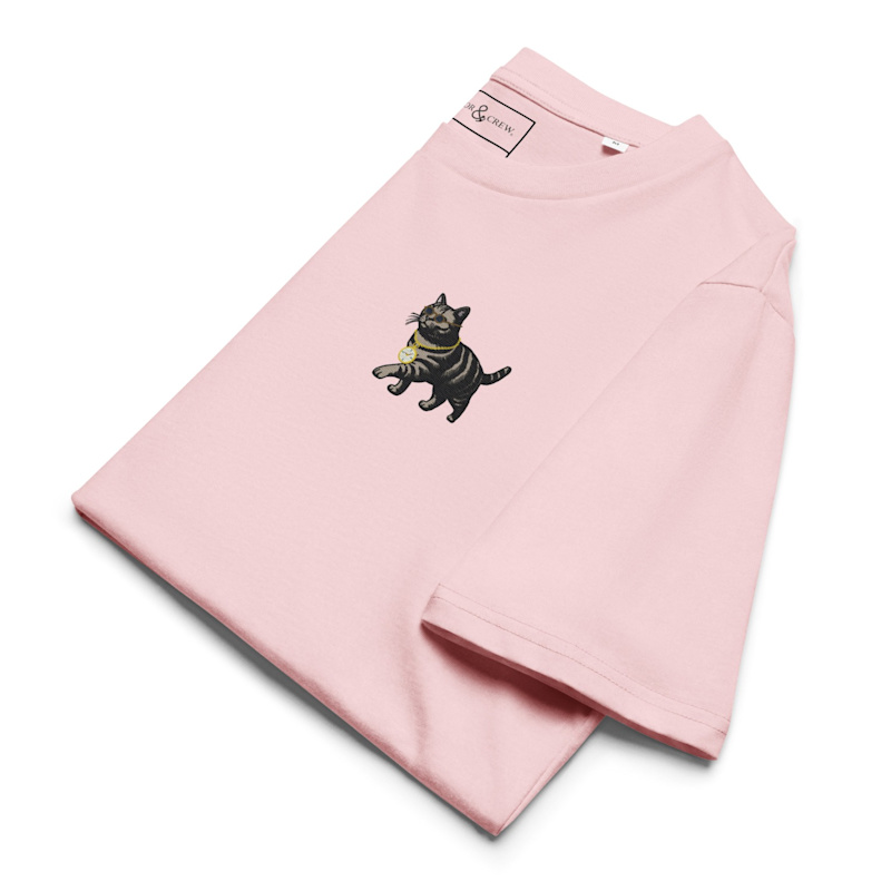 Thumbnail of Cotton Pink Cool Cat Actual Life Organic Cotton Embroidered T-Shirt - Women image