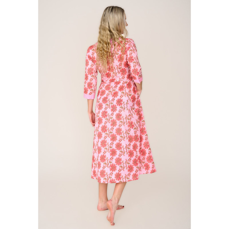 Cotton Rhonda Midi Dress In Pink Pinstripe At Wolf