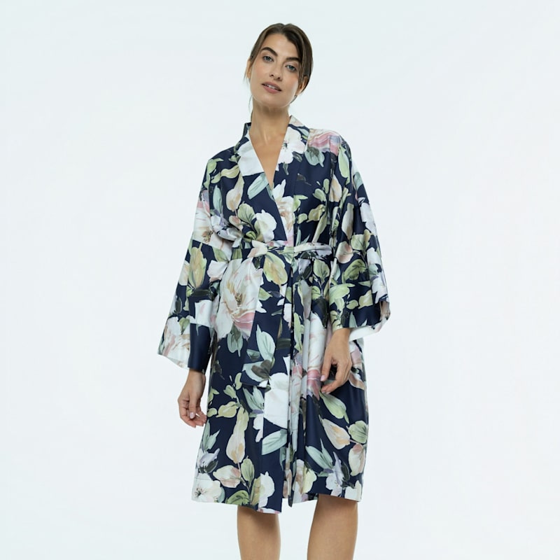 Thumbnail of Cotton Sateen Kimono Robe Harmony Dark Blue image