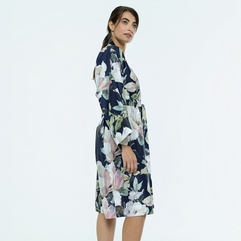 Thumbnail of Cotton Sateen Kimono Robe Harmony Dark Blue image