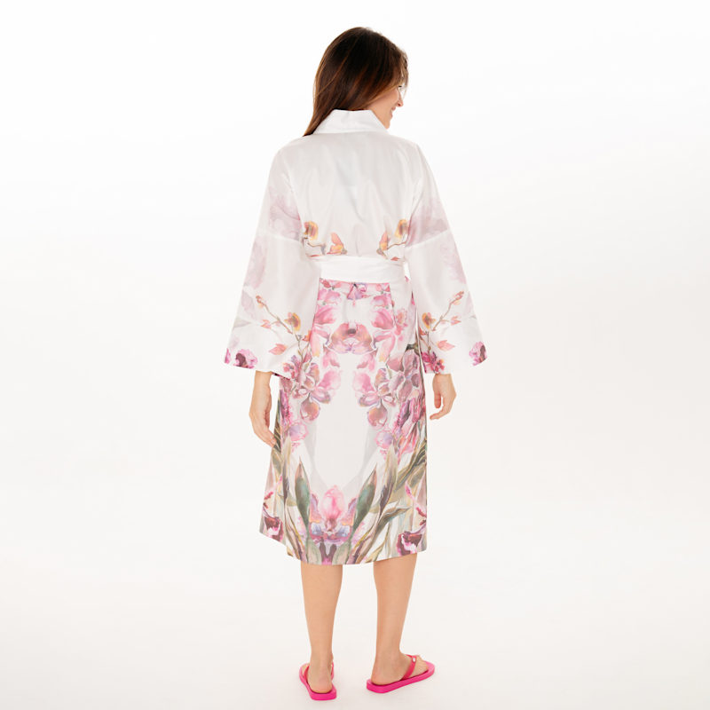 Thumbnail of Cotton Sateen Kimono Robe - Orchids Modern image