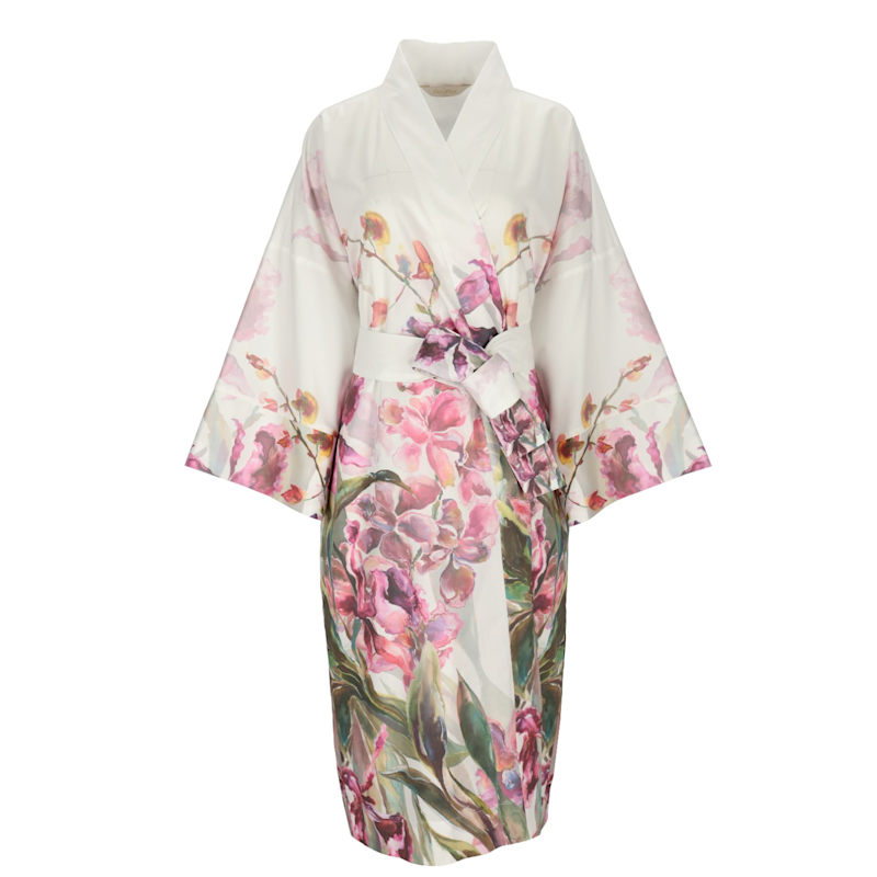 Thumbnail of Cotton Sateen Kimono Robe - Orchids Modern image