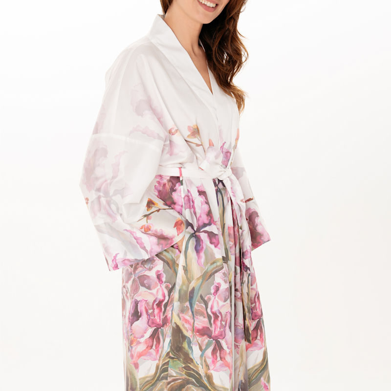 Thumbnail of Cotton Sateen Kimono Robe - Orchids Modern image