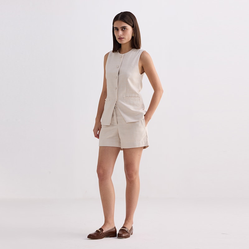 Thumbnail of Cotton Tweed Vest Jacket In Cream image