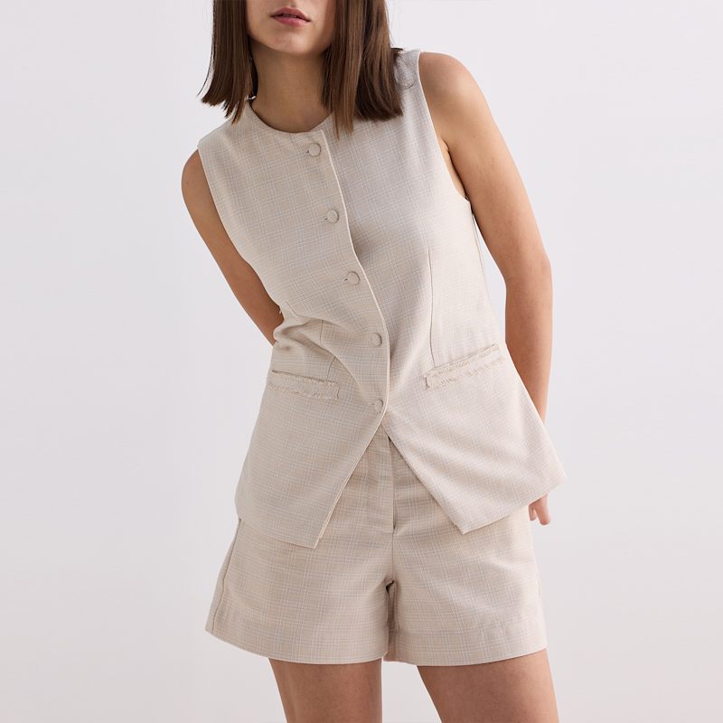 Thumbnail of Cotton Tweed Vest Jacket In Cream image