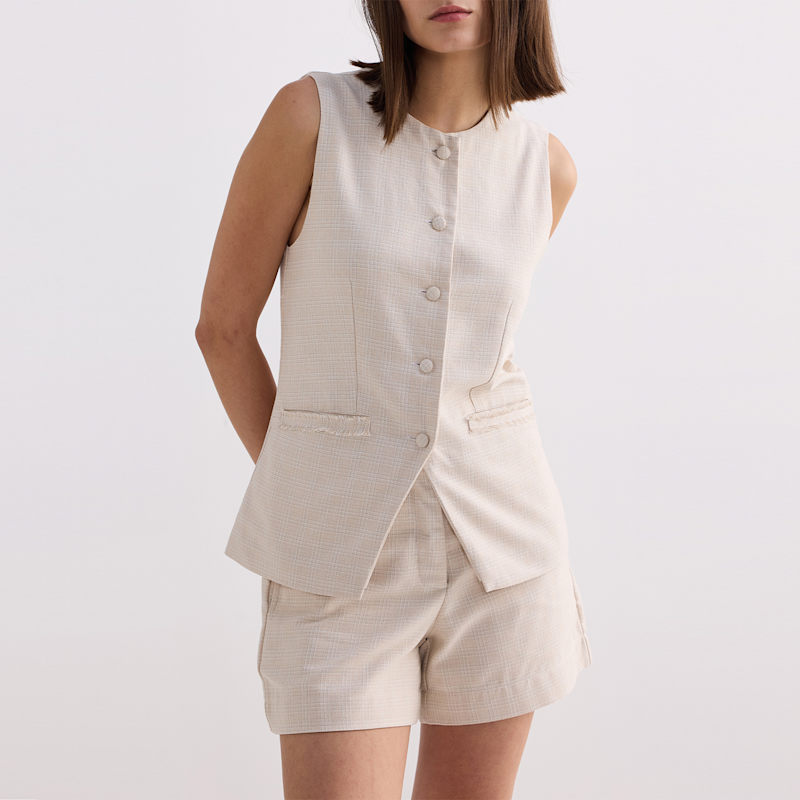 Thumbnail of Cotton Tweed Vest Jacket In Cream image