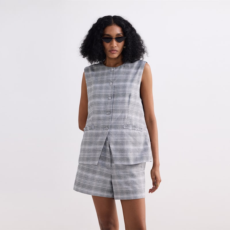 Thumbnail of Cotton Tweed Vest Jacket In Grey image