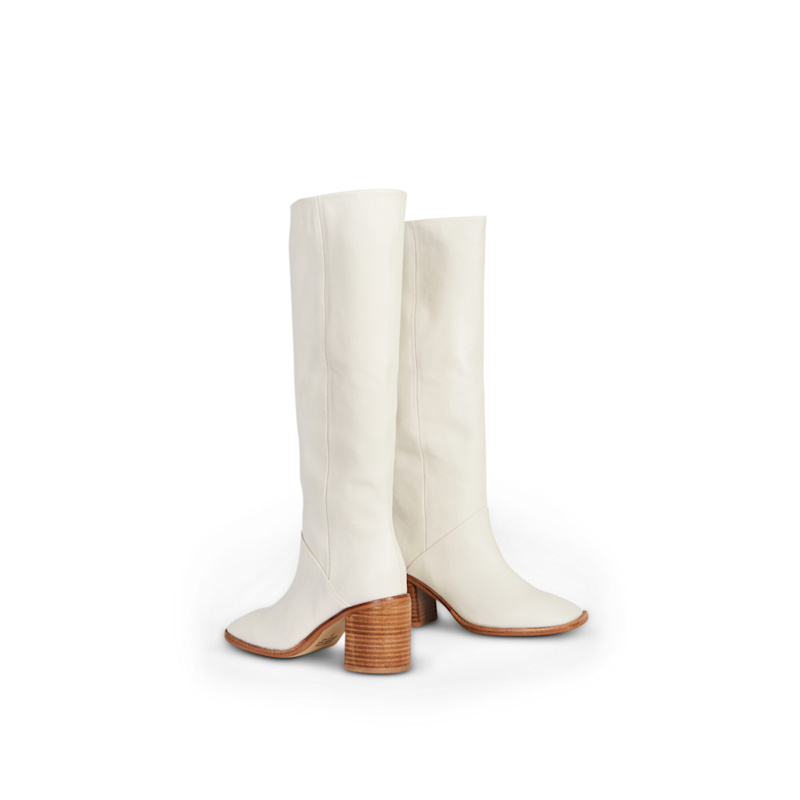 Coucou Tall Heeled Boot-White | Intentionally Blank | Wolf & Badger