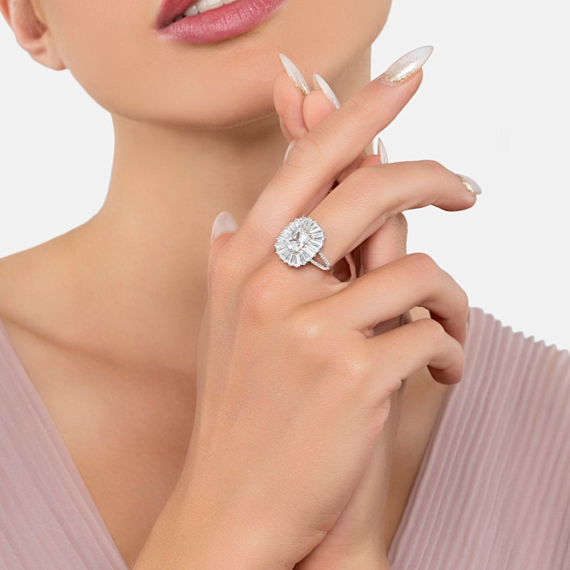 Thumbnail of Countess Cocktail Ring Moissanite Silver image