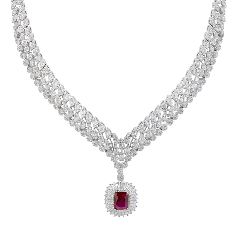 Thumbnail of Countess Statement Ruby Necklace Silver image