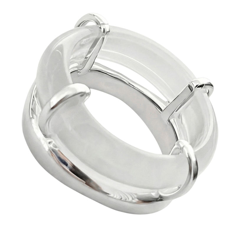 Thumbnail of Cove White Jade Stone Sculpted Ring image