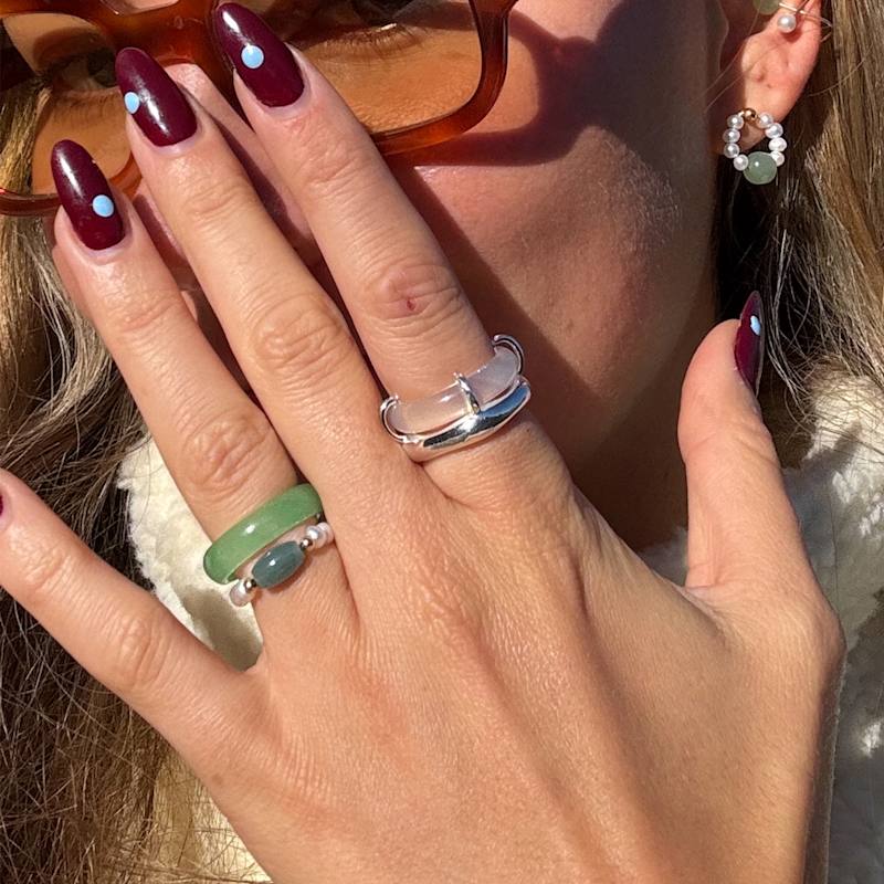 Thumbnail of Cove White Jade Stone Sculpted Ring image