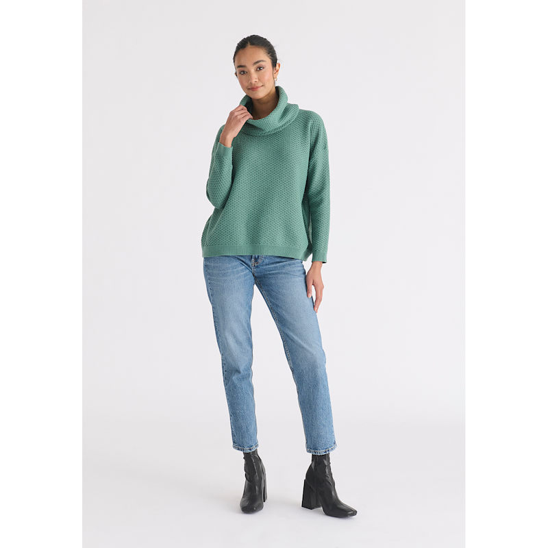 Thumbnail of Cowl Neck Jumper In Teal image
