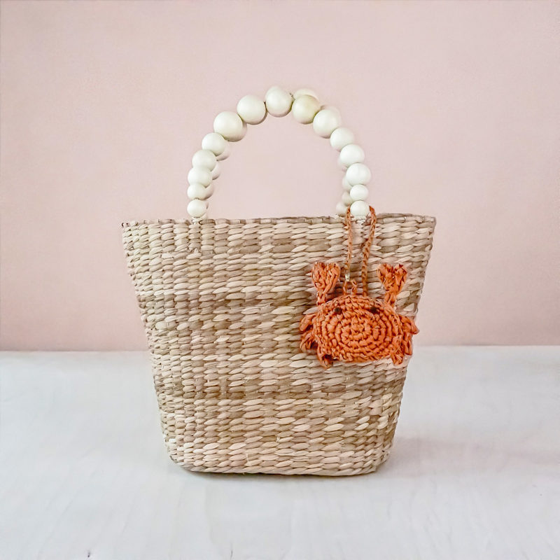 Thumbnail of Crab Bag Charm - Handmade Coastal Raffia Accessory image