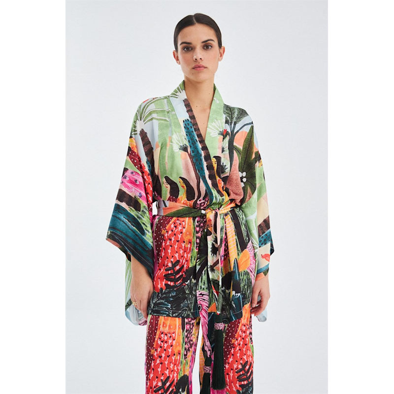 Thumbnail of Shuko Matt Satin Short Kimono - Multicolour image