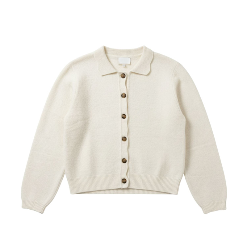 Thumbnail of Cream Knit Cardigan With Collar image